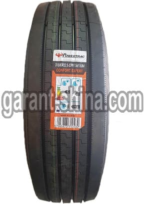 Powertrac Confort Expert (рулевая) 315/80 R22.5 156/150M 20PR - Фото протектора с этикеткой